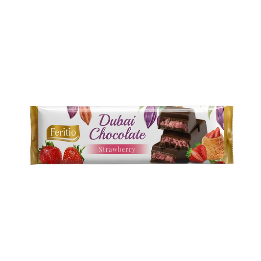 Feritio Dubai Chocolate Bar-Strawberry 40gram 12ct