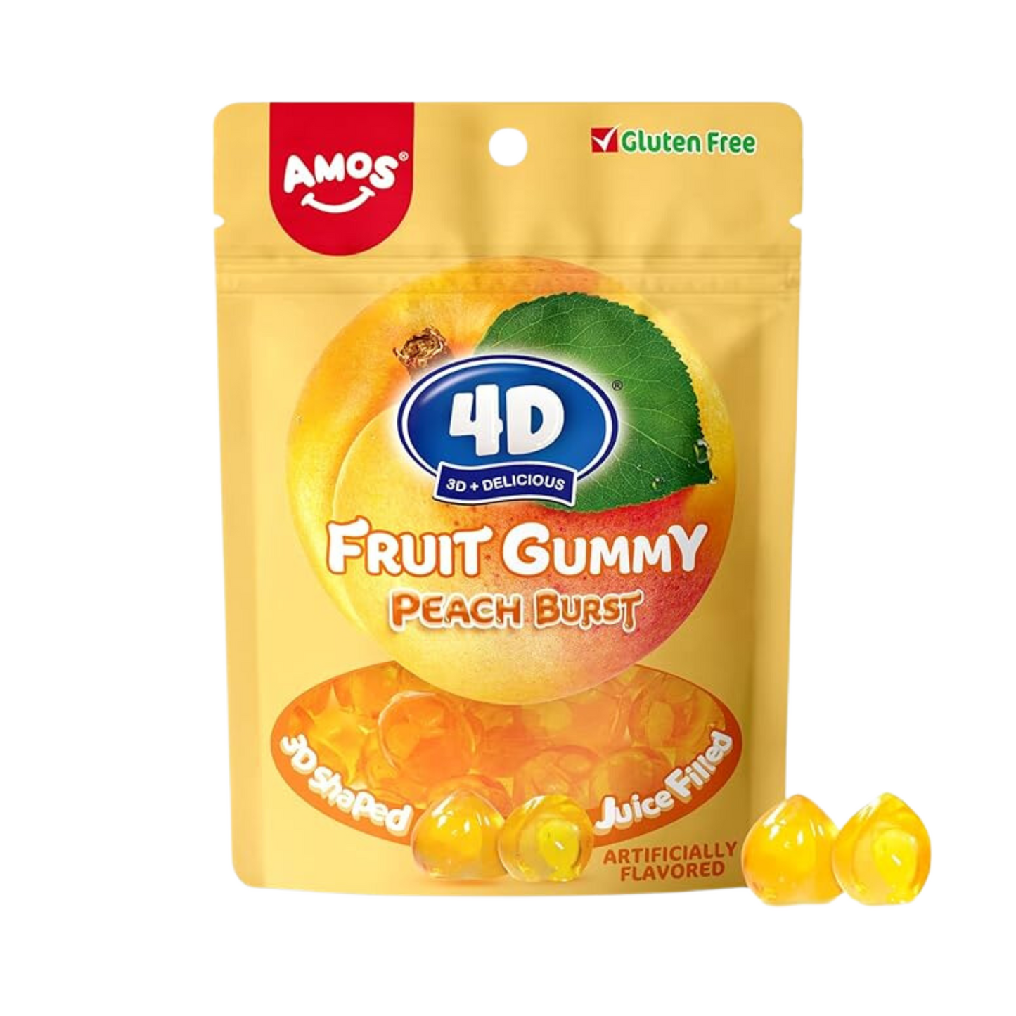 4D-Peach Bust: Mini 3D Vividly Fruit-Shaped Gummies with Juice-Filled Centers