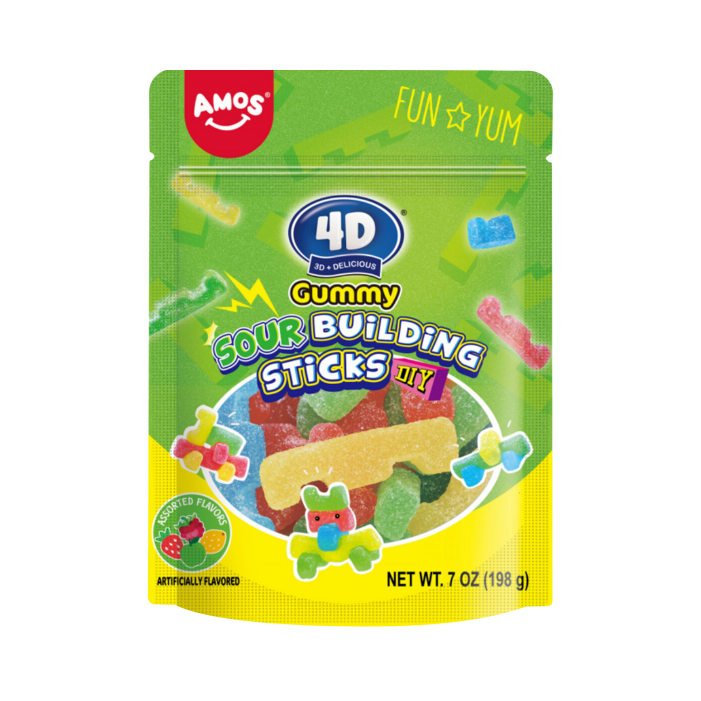 4D-Gummy Sour Building Sticks: Build and Snack with a Sour Twist