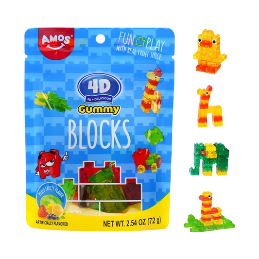 4D-Gummy Blocks: Amos 4D Lego-Shaped Candy for Creative Snacking Fun