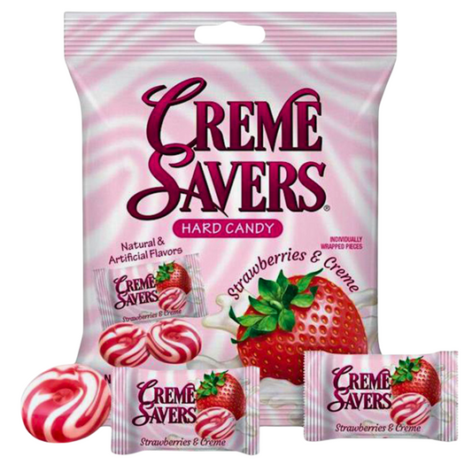 CREME SAVERS - STRAWBERRIES & CREME 3OZ PEG BAG *12ct*