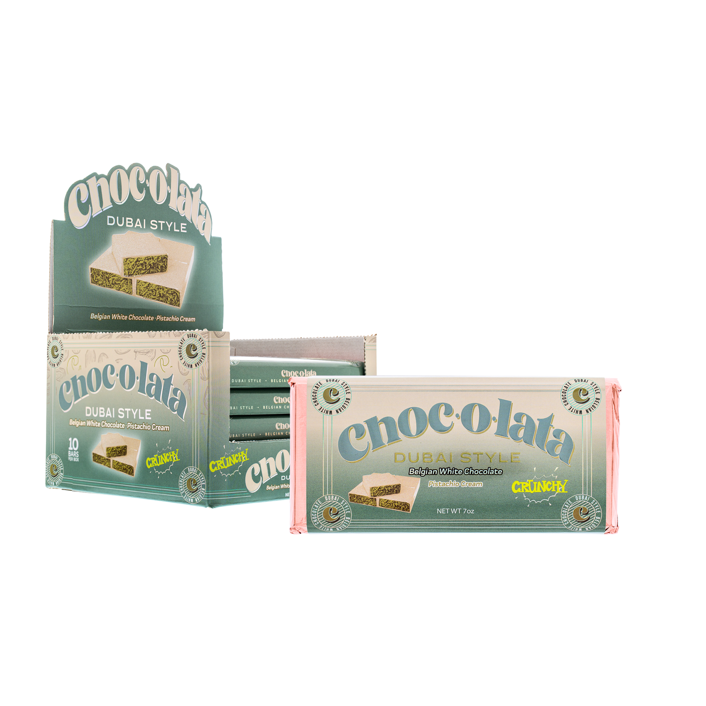 Choc-O-Lata-Dubai Style White Choc. Bar-10ct
