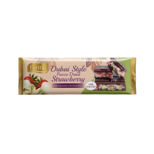 Feritio Dubai Chocolate Bar-Freeze Dried Strawberry 2.2oz 21ct