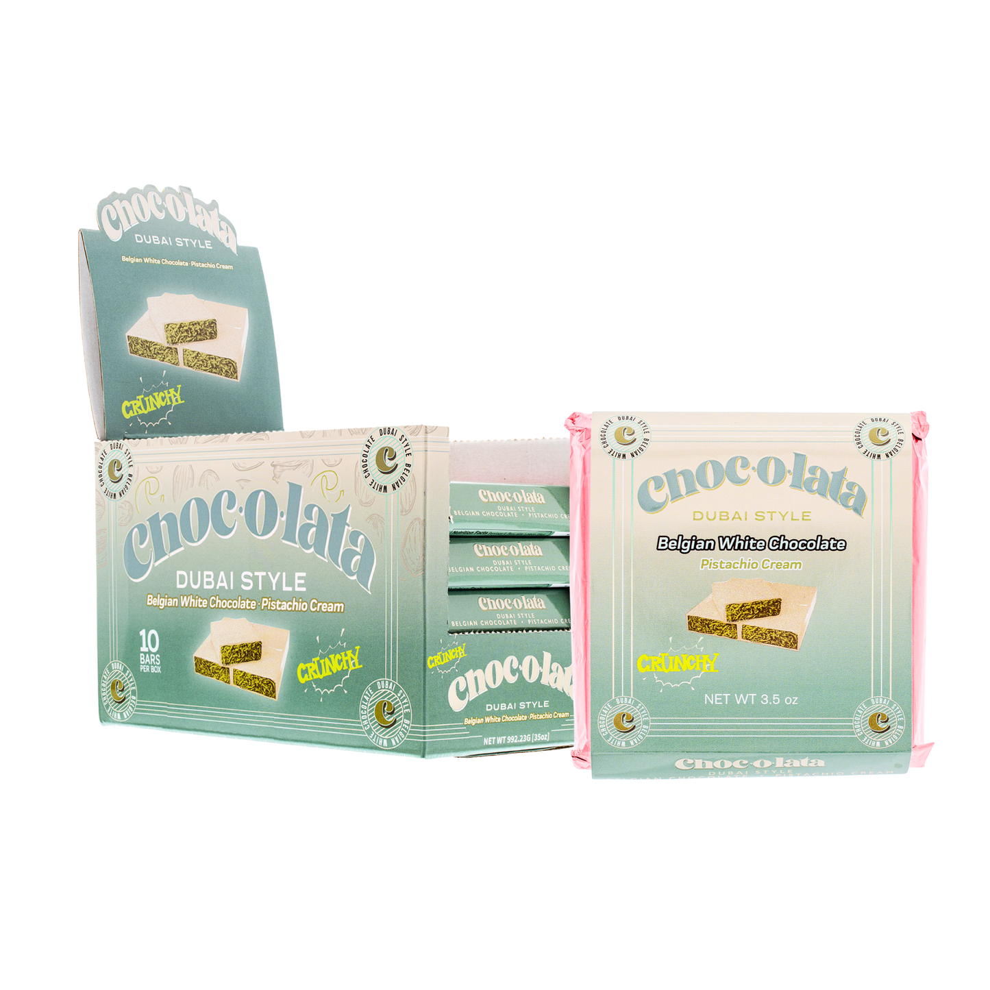 Choc-O-Lata-Mini Dubai Style White Choc. Bar-10ct