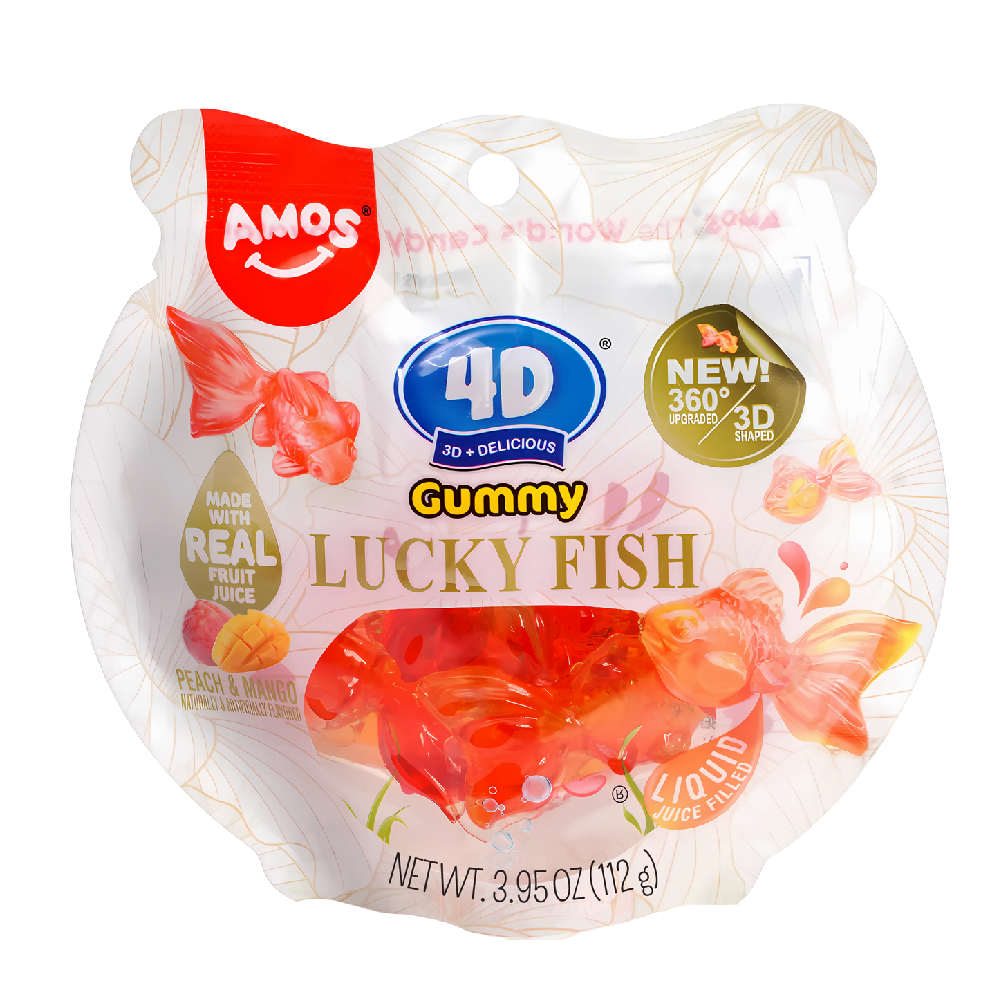 Amos 4D -  Gummy Lucky Fish Peach & Mango-12ct